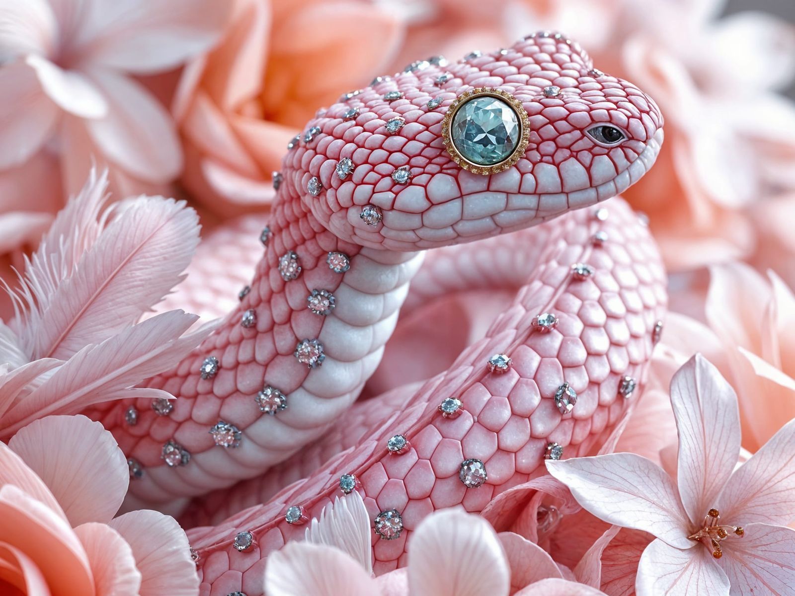Jewel-Encrusted Eyelash Viper in Pastel Hues