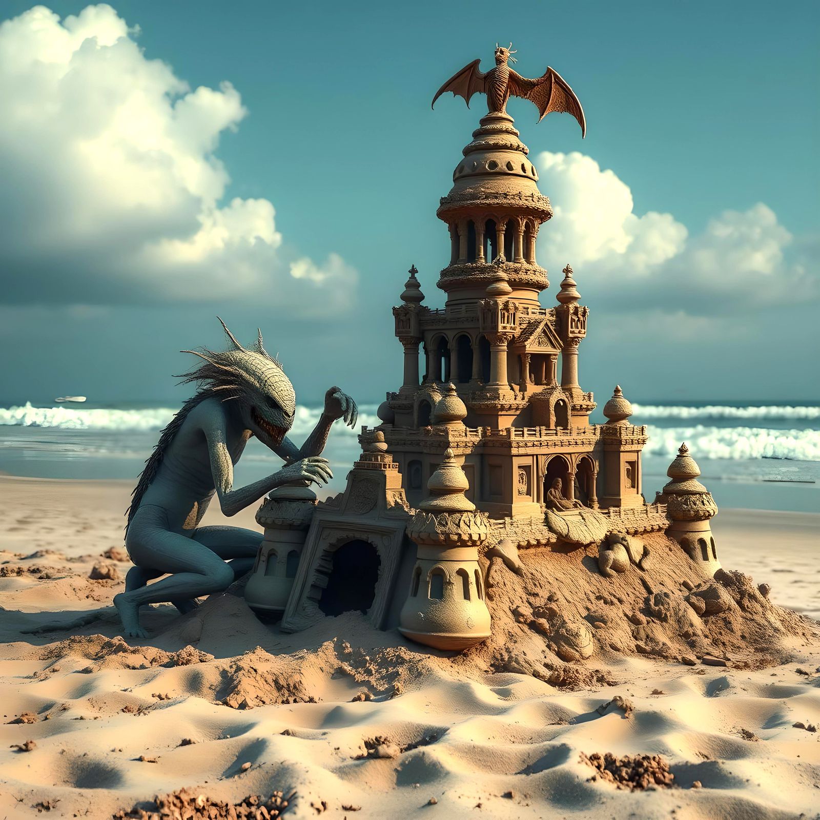 Elaborate Sandcastle Built by Strange Creatures