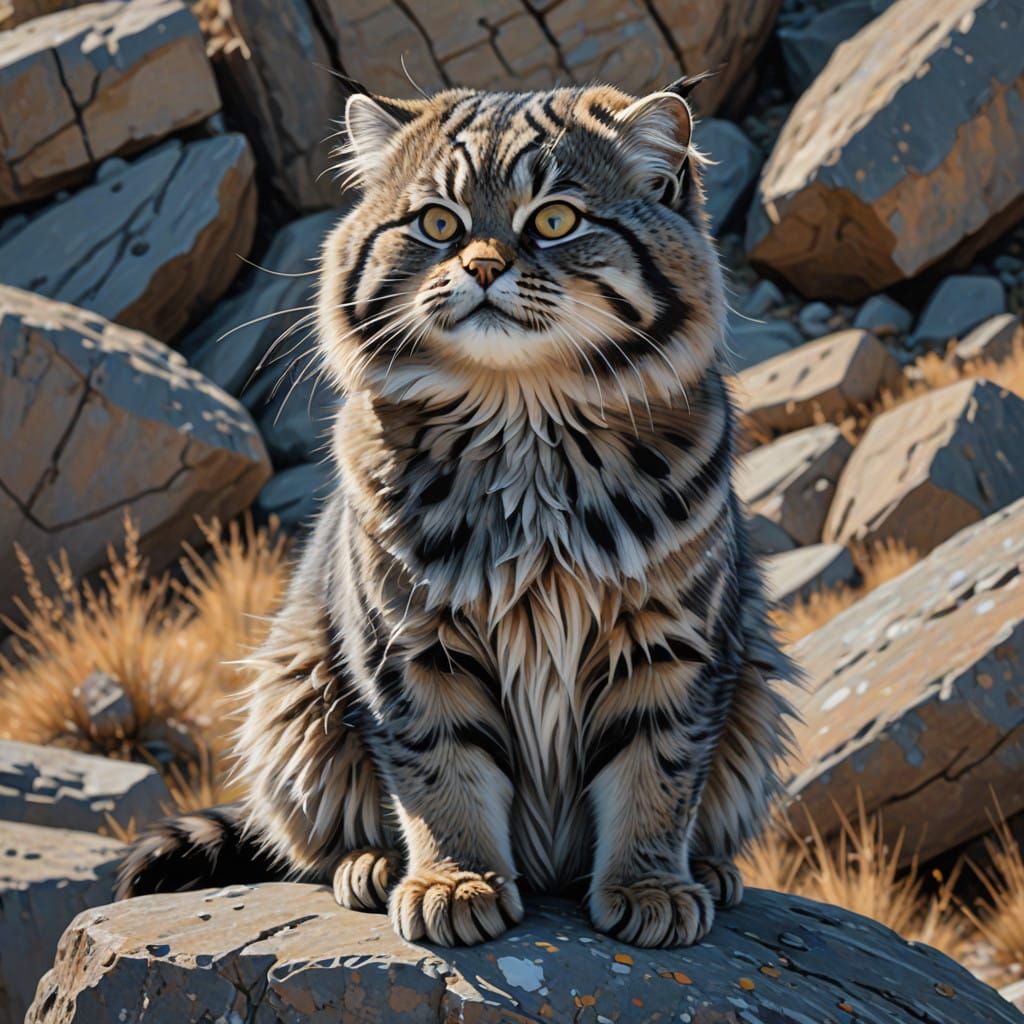 Regal Pallas Cat in Neo-Expressionist Oil Painting Style