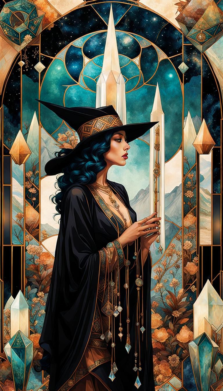 Bohemian Crystal Pendant in Art Nouveau Style