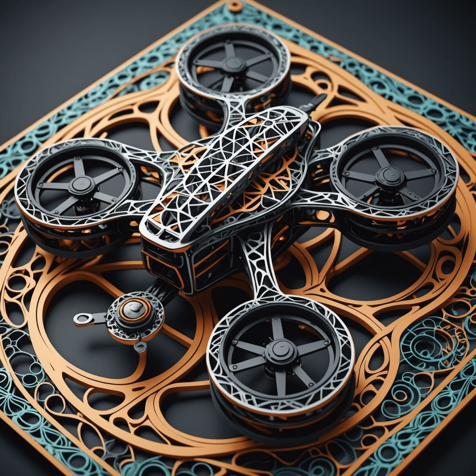 3D Racing Drone with Abstract Vector Fractal Design