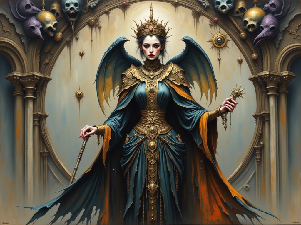 Regal Figure in Mystical Realm, Fantasy Art