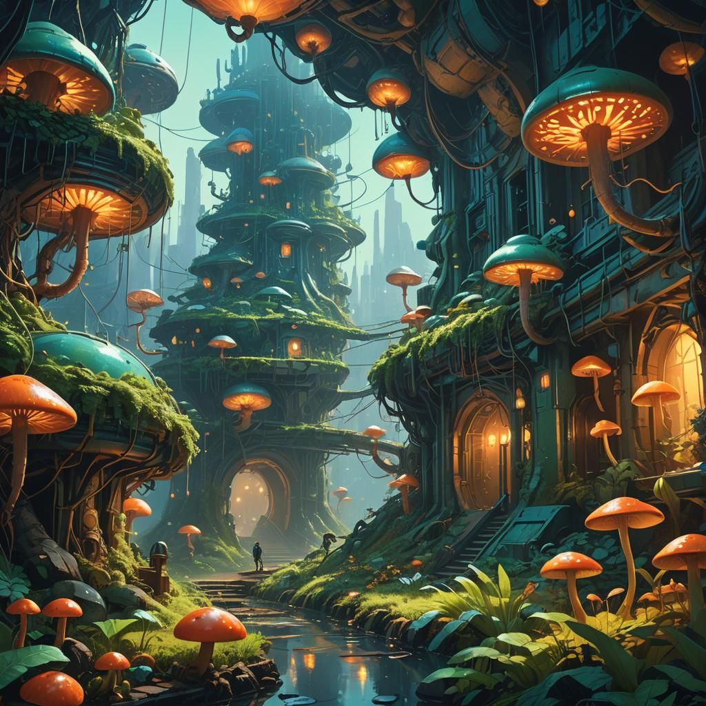 Ant in Lush Metropolis: Fantasy Concept Art