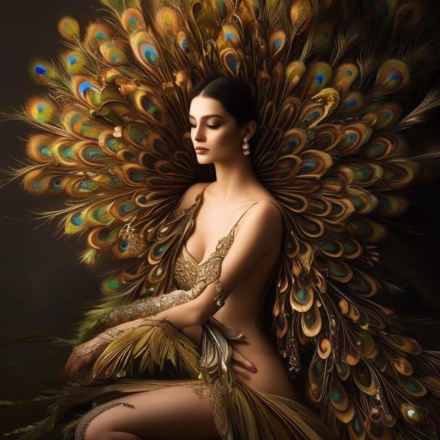 Macabre Peacock Tree in Dark Fantasy Style