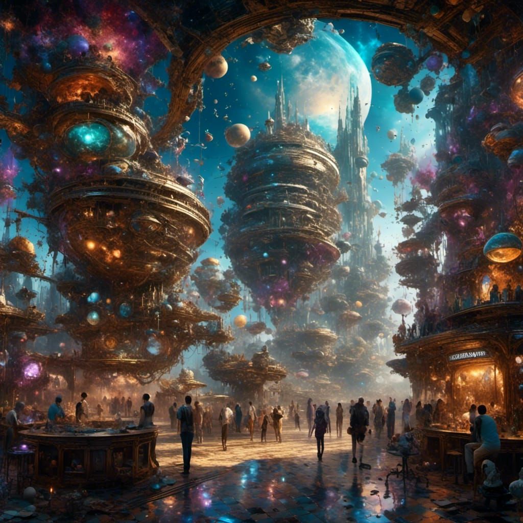 Exoplanet Settlers in Sci-Fi Purple City