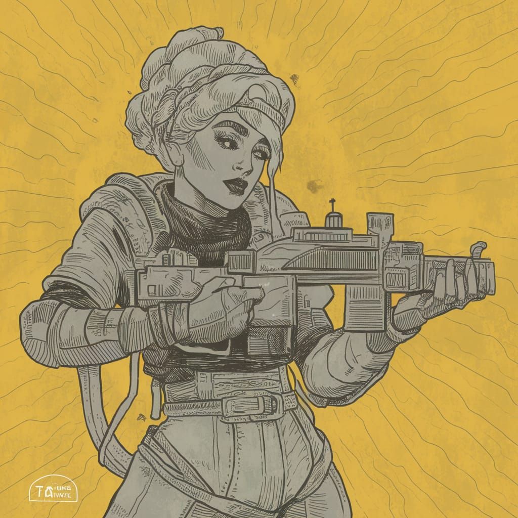 Ethereal Retrofuturistic Line Art