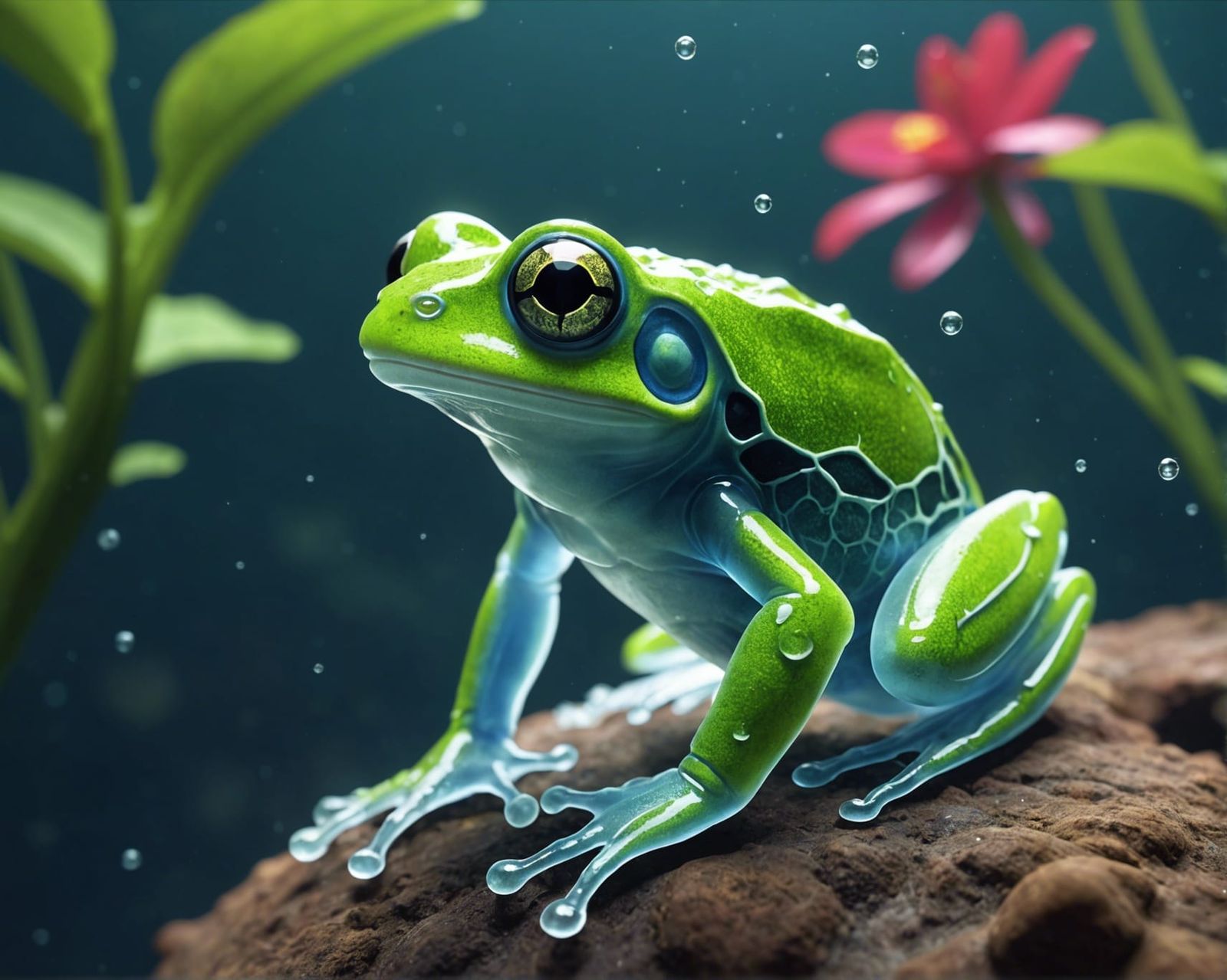 Glass Frog in 3D Anime Art Style