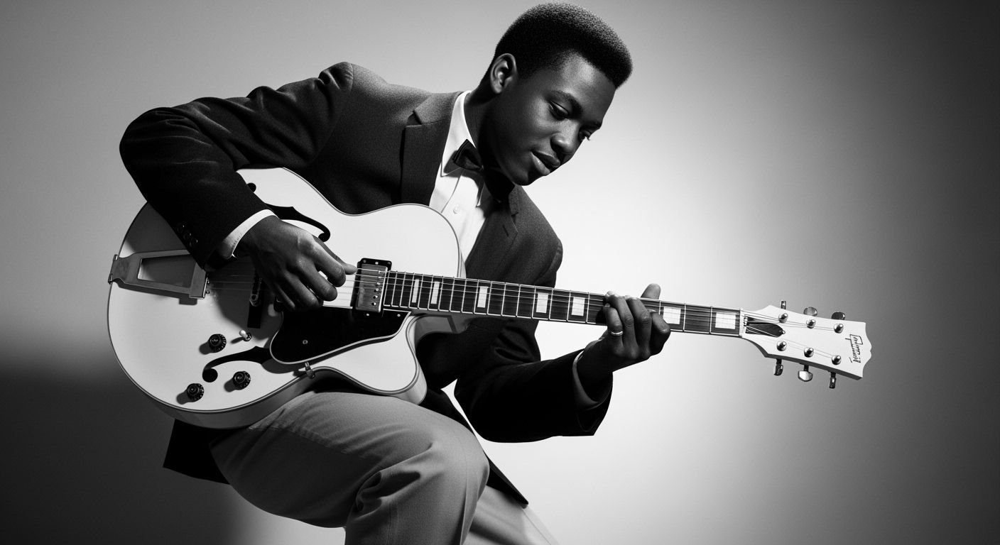 Vintage Portrait of Young Musician Playing Guitar