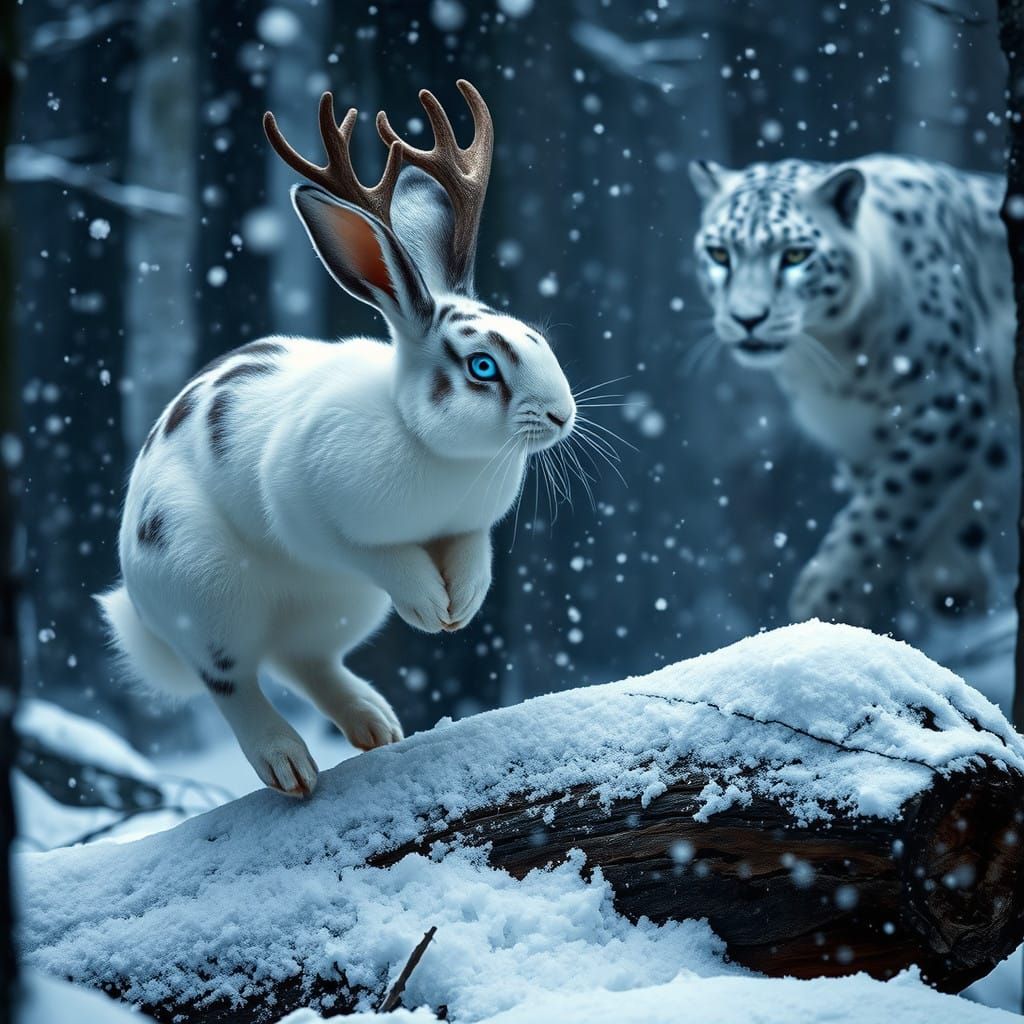 Majestic White Rabbit in Enchanted Forest