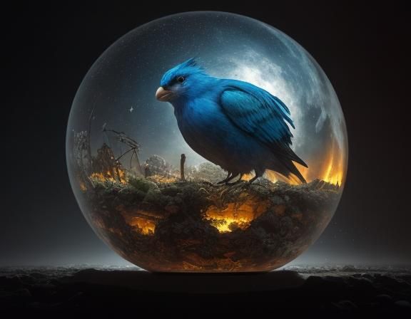 Hyperrealistic Avian Alien on Encaustic Mandala in Desert