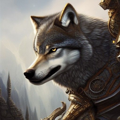 Armored Wolf Fantasy Digital Painting