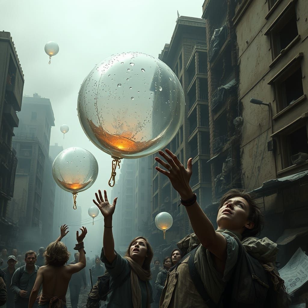 Hope Floats: Oxygen Bubbles in Ruined Cityscape