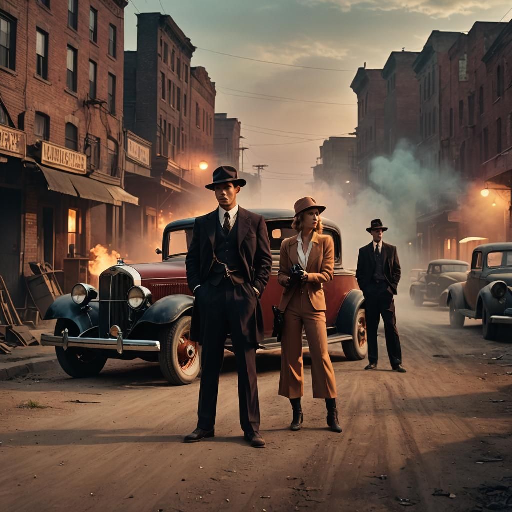 Bonnie and Clyde: Cinematic Concept Art at Dusk