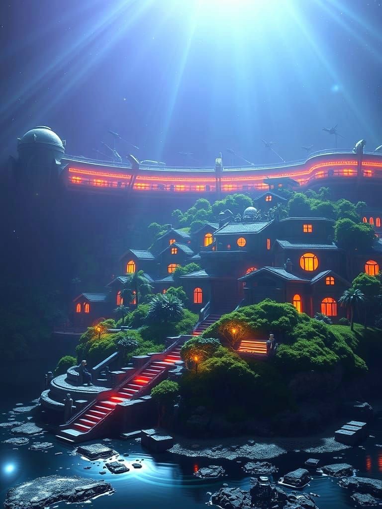 Futuristic Spaceship Neighborhood in Sci-Fi Style