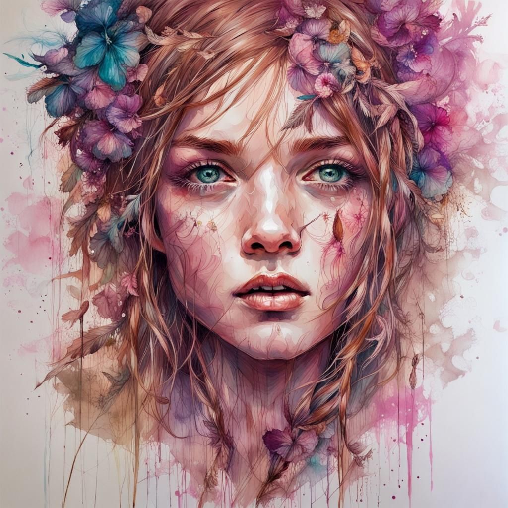 Eye with Flowers in Carne Griffiths Style