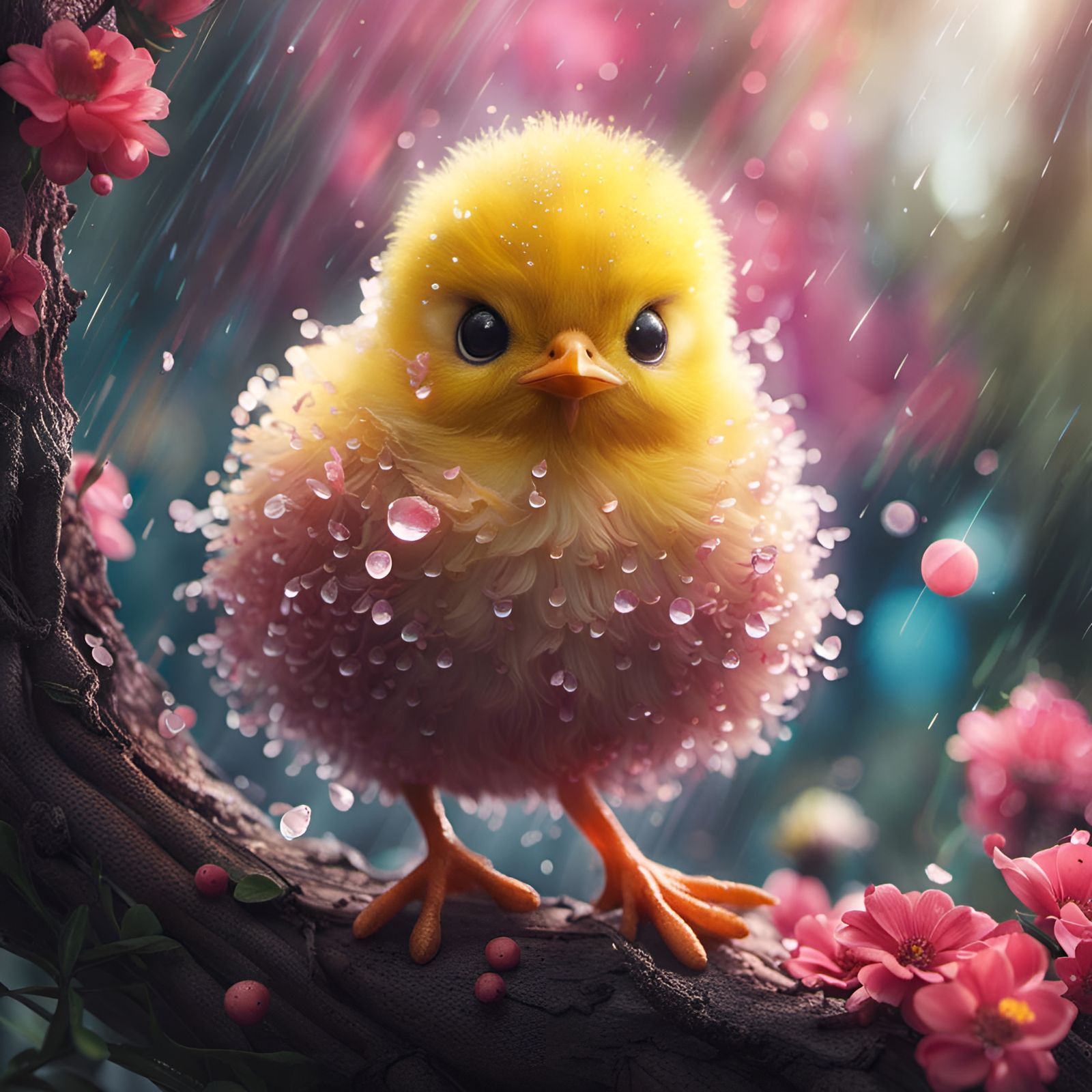 Chick in the rain 🐥🌧💖