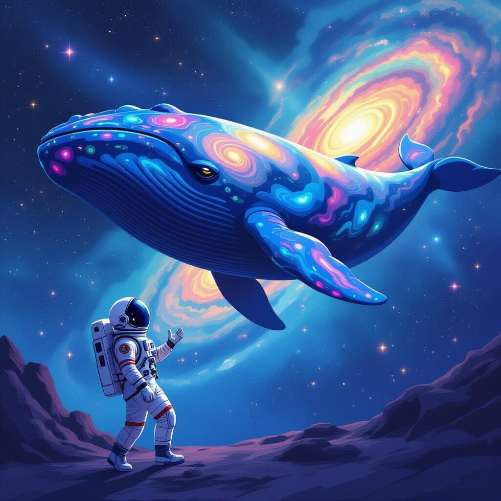 Astronaut Meets Singing Space Whale in Cosmic Encounter