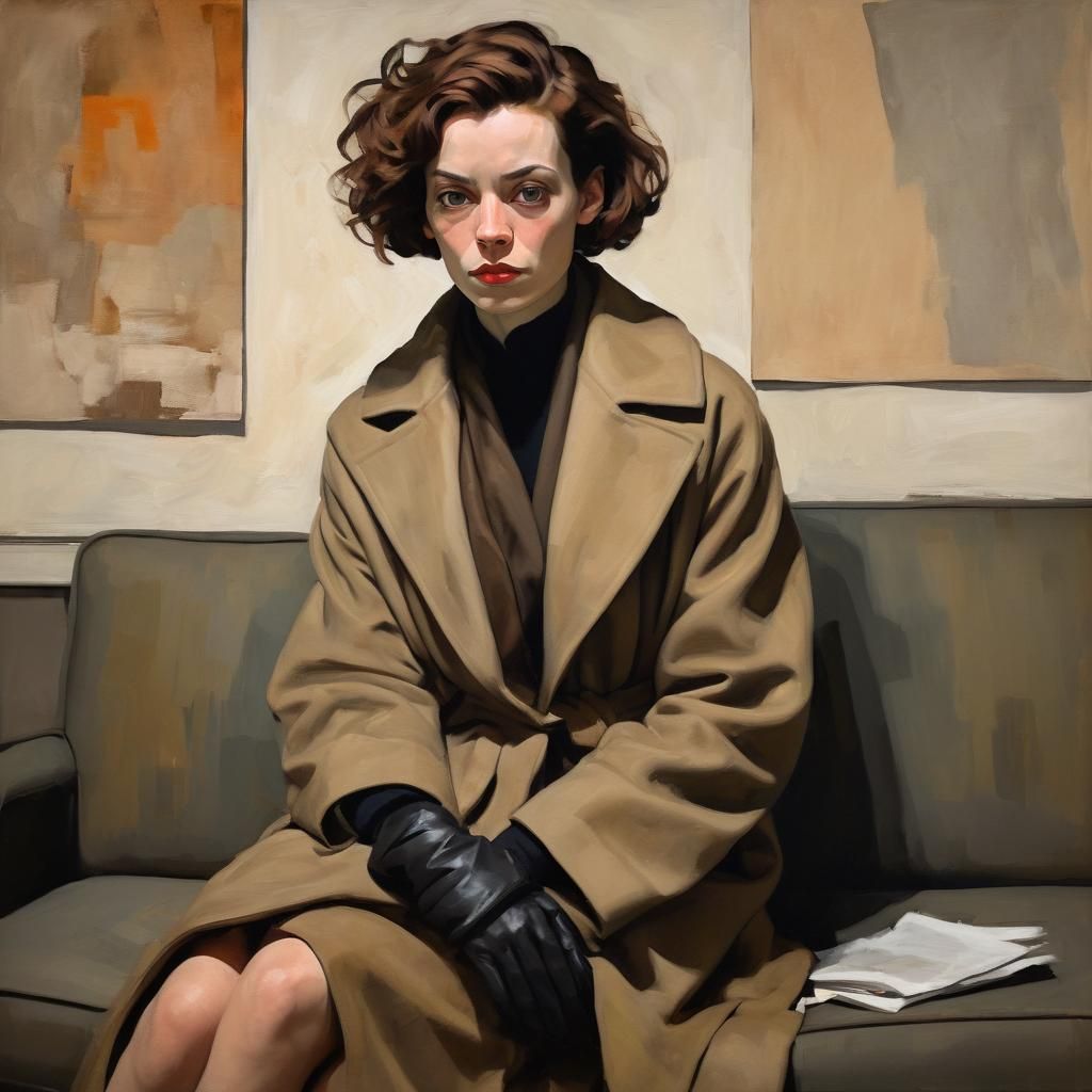 Portrait of Woman with Bobbed Hair in Oil Paint