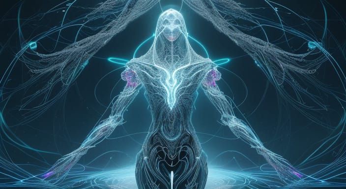 Ethereal Digital Entity Embodies Code and Imagination