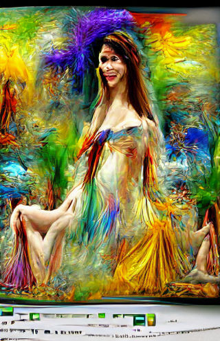Colorful Goddess Artwork in Impressionism Style