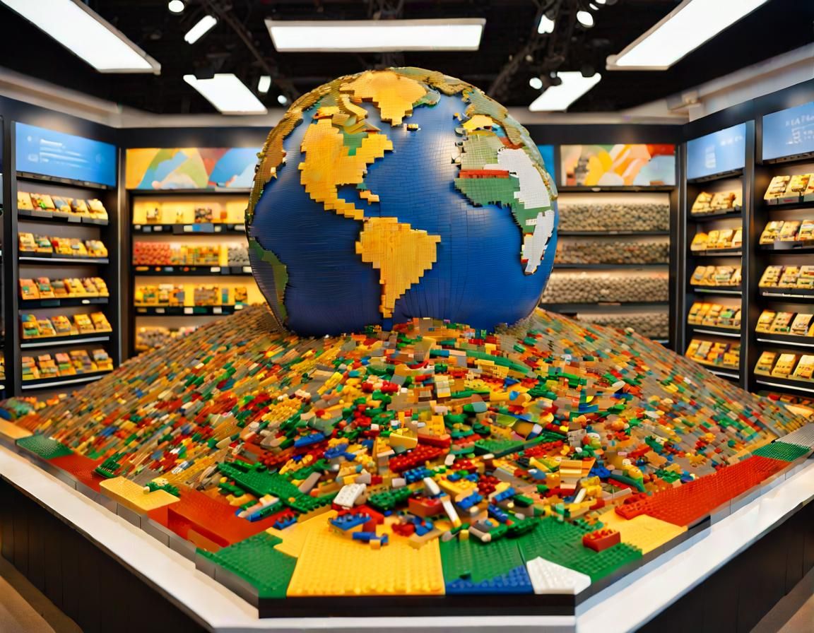 Lego Earth Display: Intricate Hyperrealistic Art