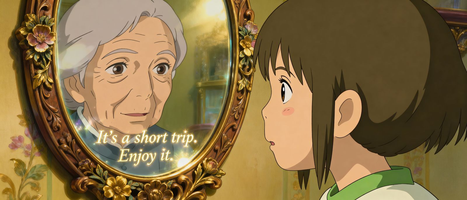 Anime Girl Sees Future Self in Antique Mirror