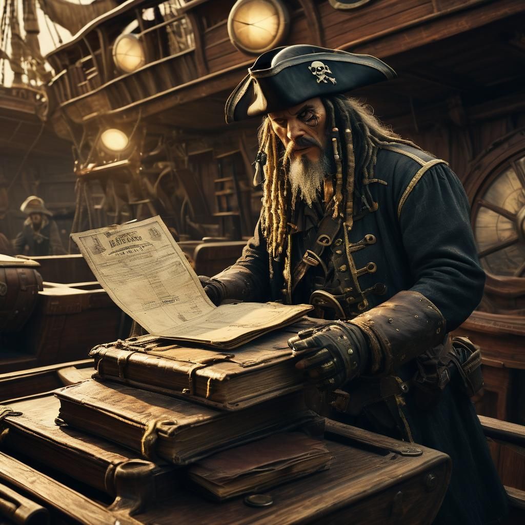 Pirate's Driving License in Retro-Futuristic Steampunk Style