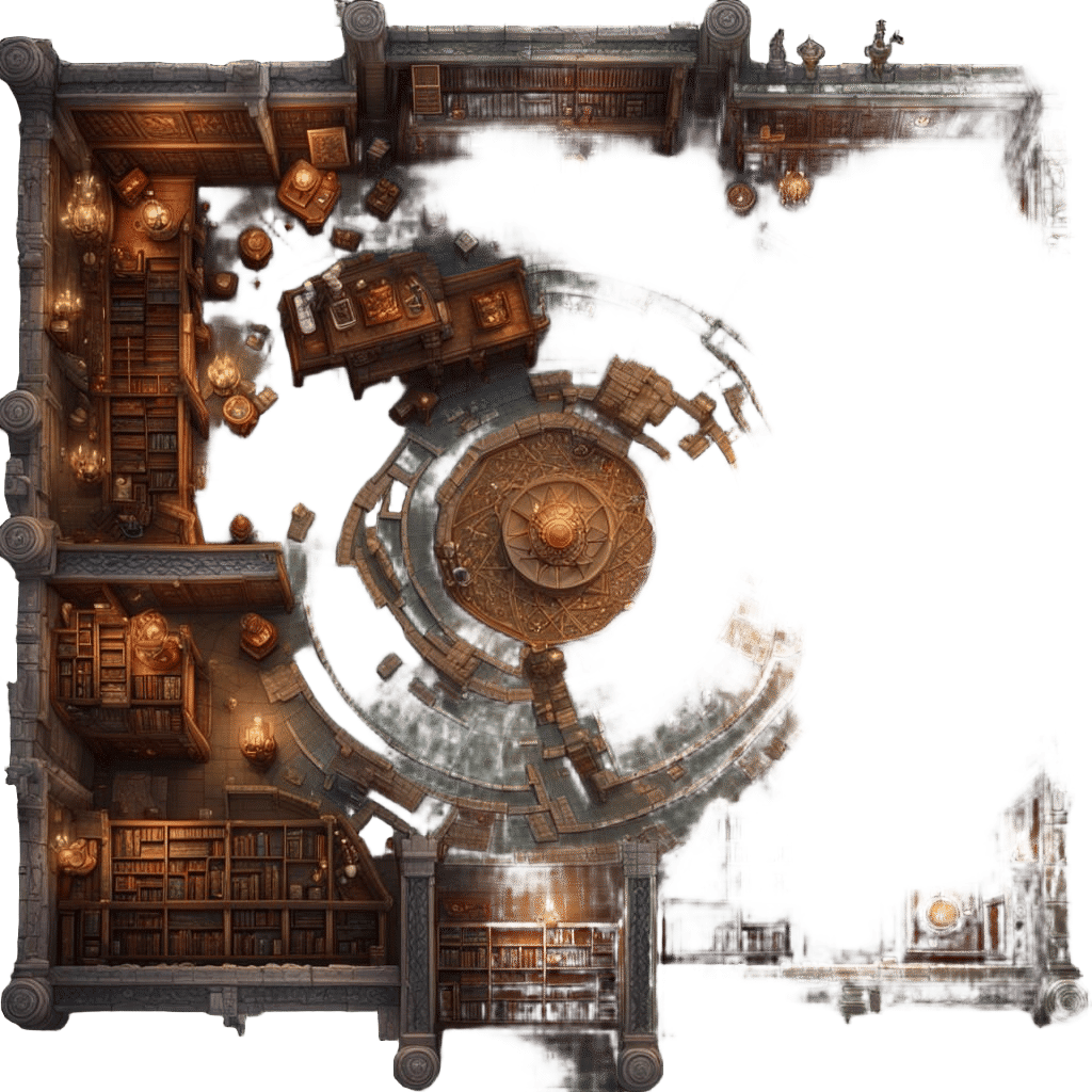 Magical Library Battlemap for Dungeons and Dragons