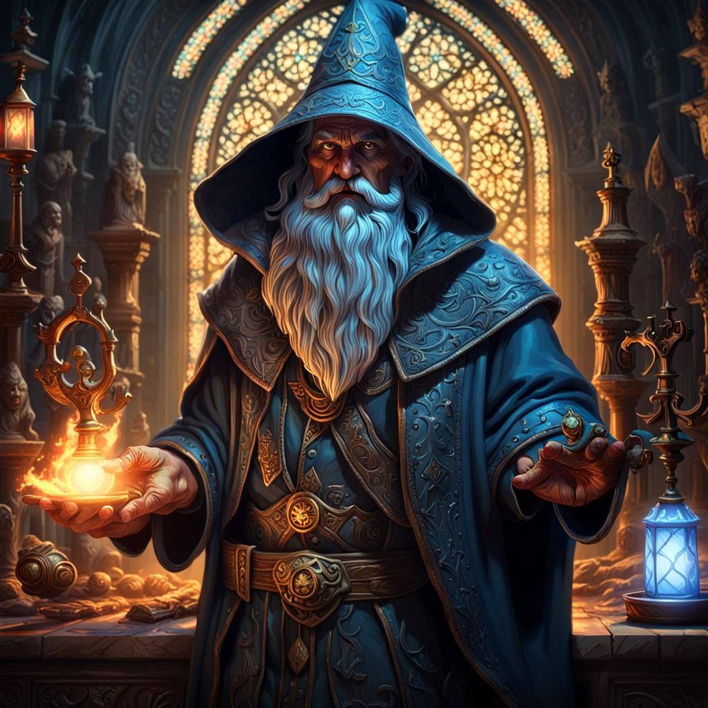 Wizard's Magic Overwhelms Warlock: Dark Fantasy Concept Art