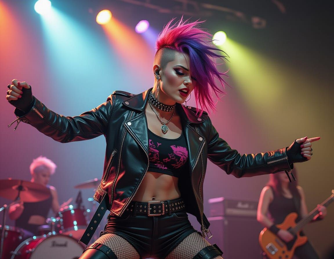 Punk Dancer in Michelangelo Style Concert Scene