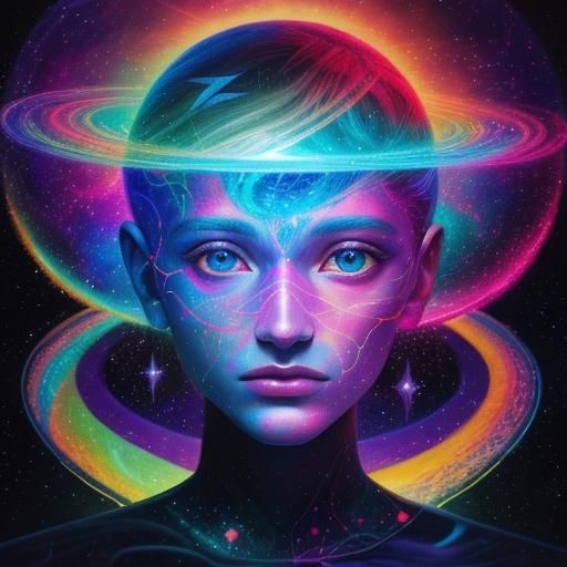 Holographic Cosmic Astral Illustration by Pablo Amaringo
