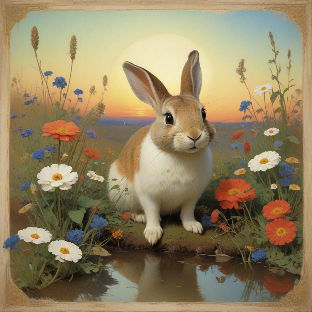 Steampunk Bunny in Whimsical Winter Wonderland