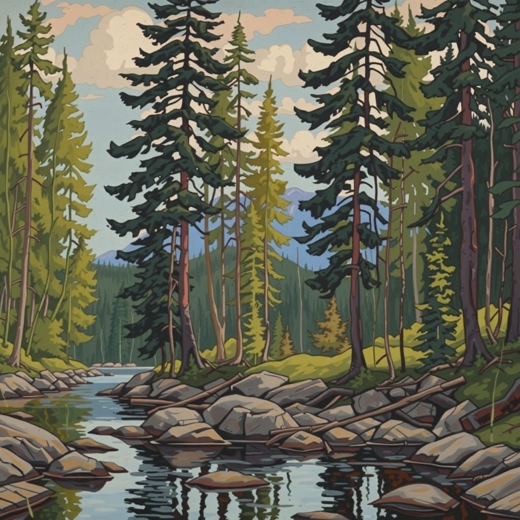 Canadian Woodland Scene in the Style of the Group of Seven