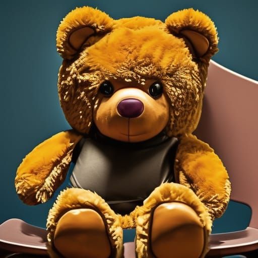 Pinkish Purple Teddy Bear on Chair