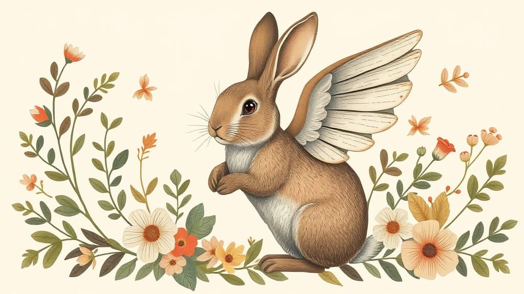 Winged Rabbit in Scandinavian Style