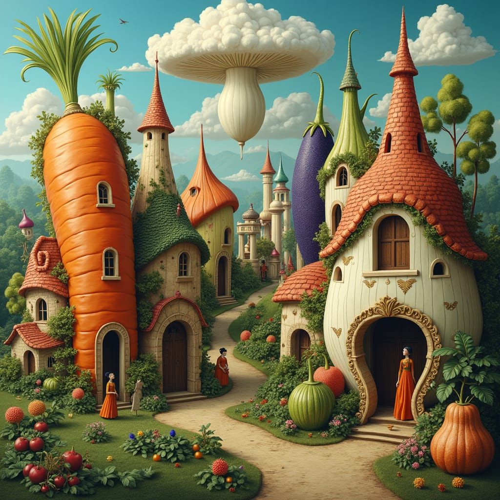 Fantastical Village of Whimsical Vegetable Architecture