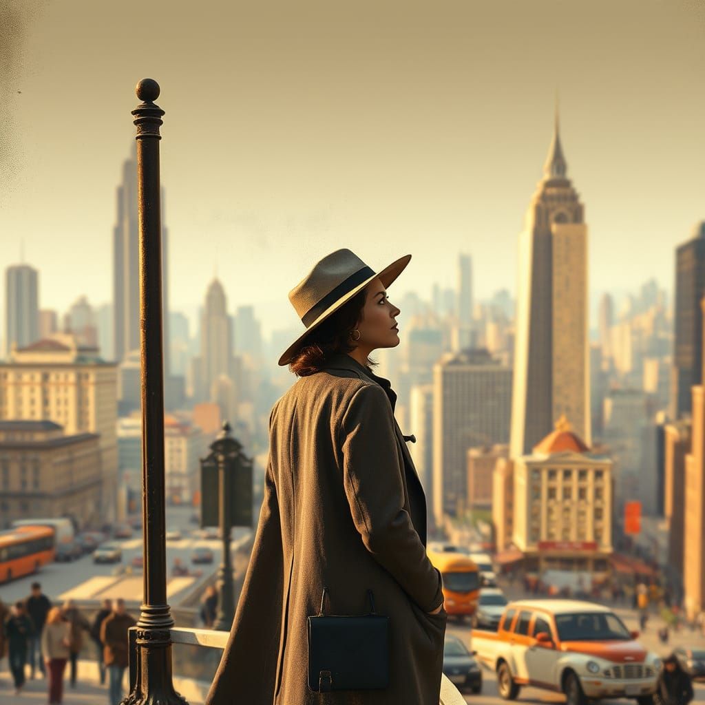 Woman Contemplates City Life with a Sense of Melancholy