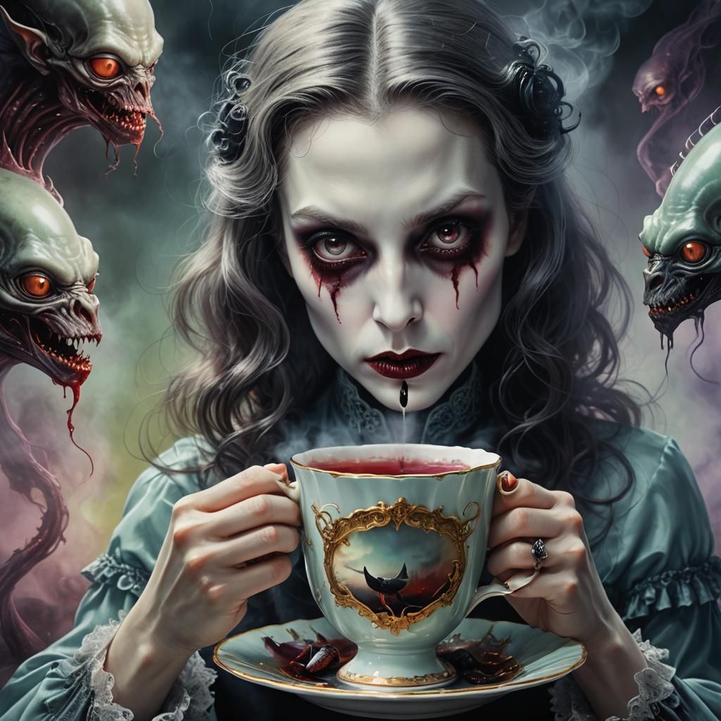 Surreal Vampire Tea Party with Aliens