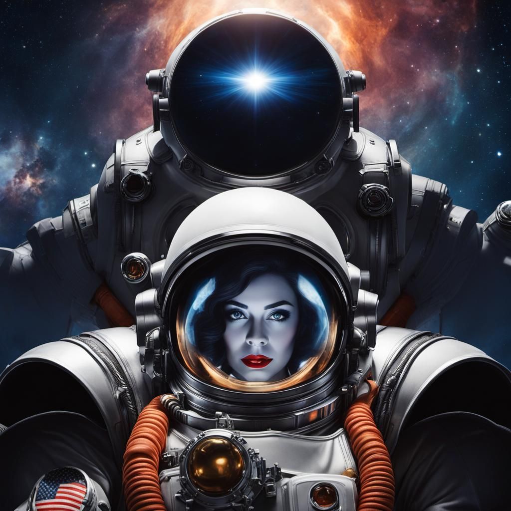 Retro Sci-Fi Space Girl in Spacesuit