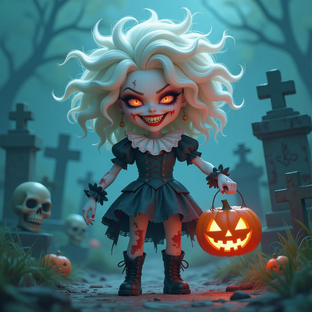 Striking Woman with Sinister Grin in Splash Oil Painting Sty...