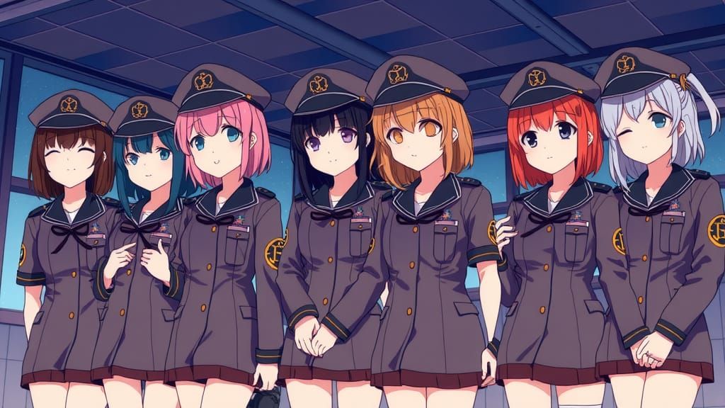 Girls in Military Uniform: Manga Anime Style