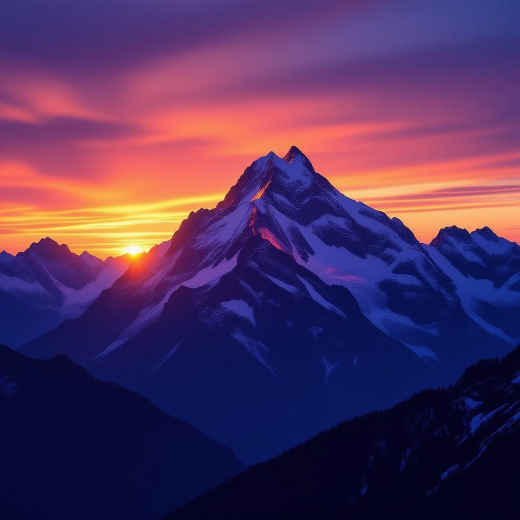 Majestic Black Mountain at Sunset Panorama