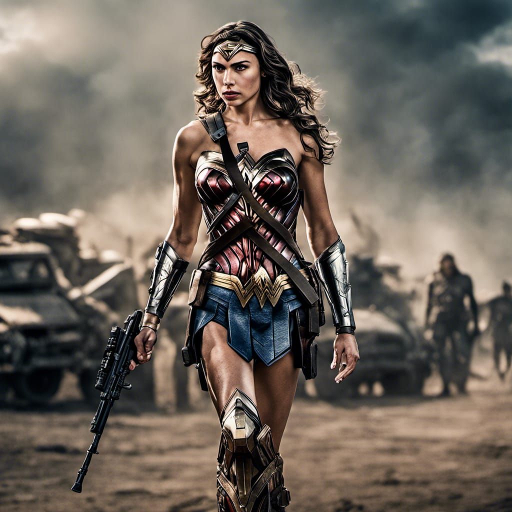 Wonder Woman with Blonde Hair in Modern Battle Armor