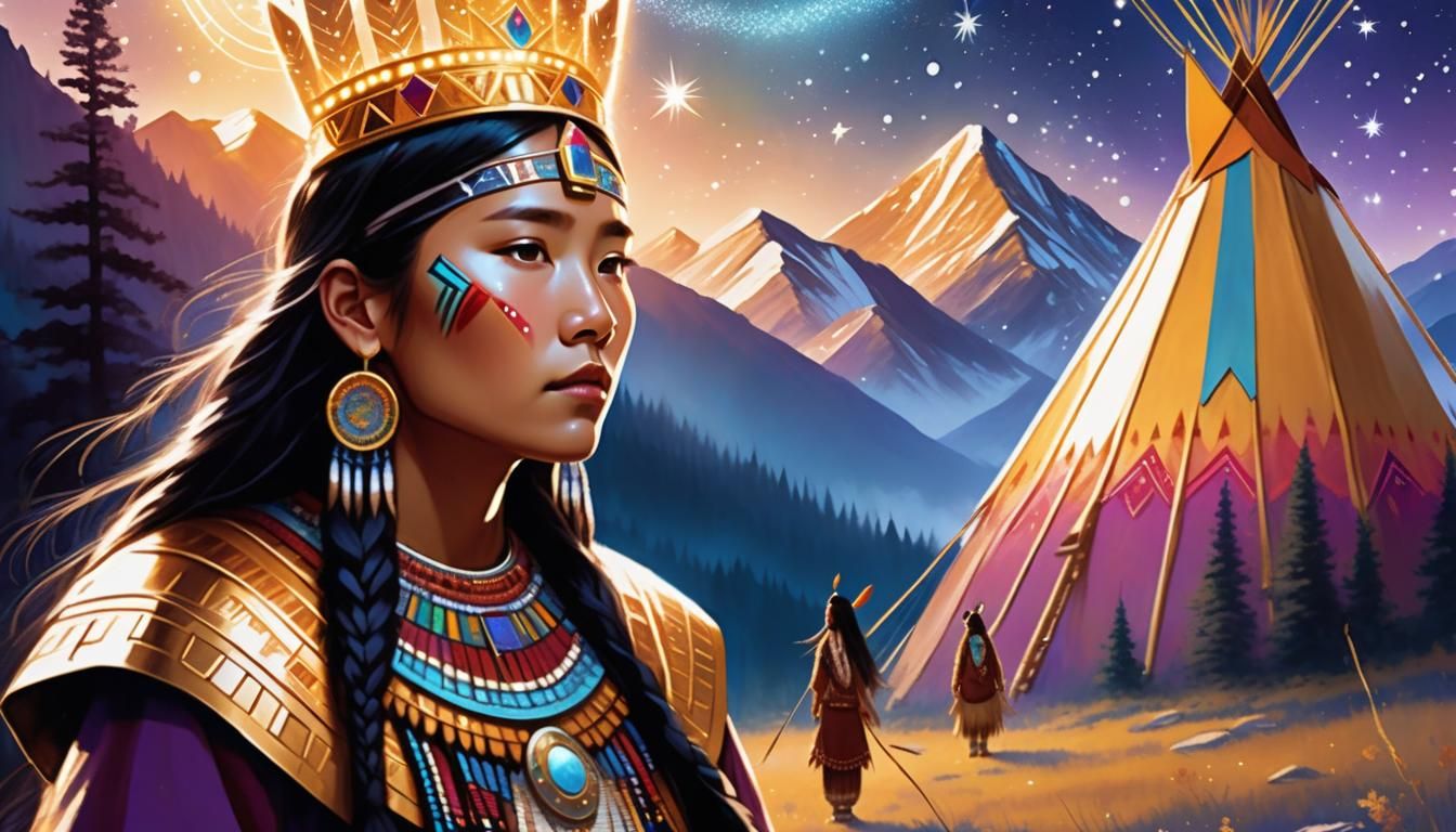 Native American Princess with Korean Beauty, Star Crown