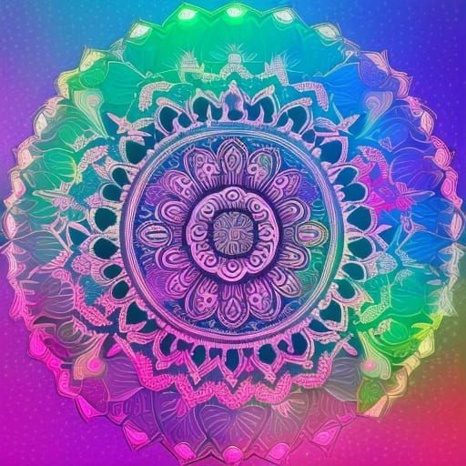 Colorful Floral Mandala in Detailed Matte Painting Style