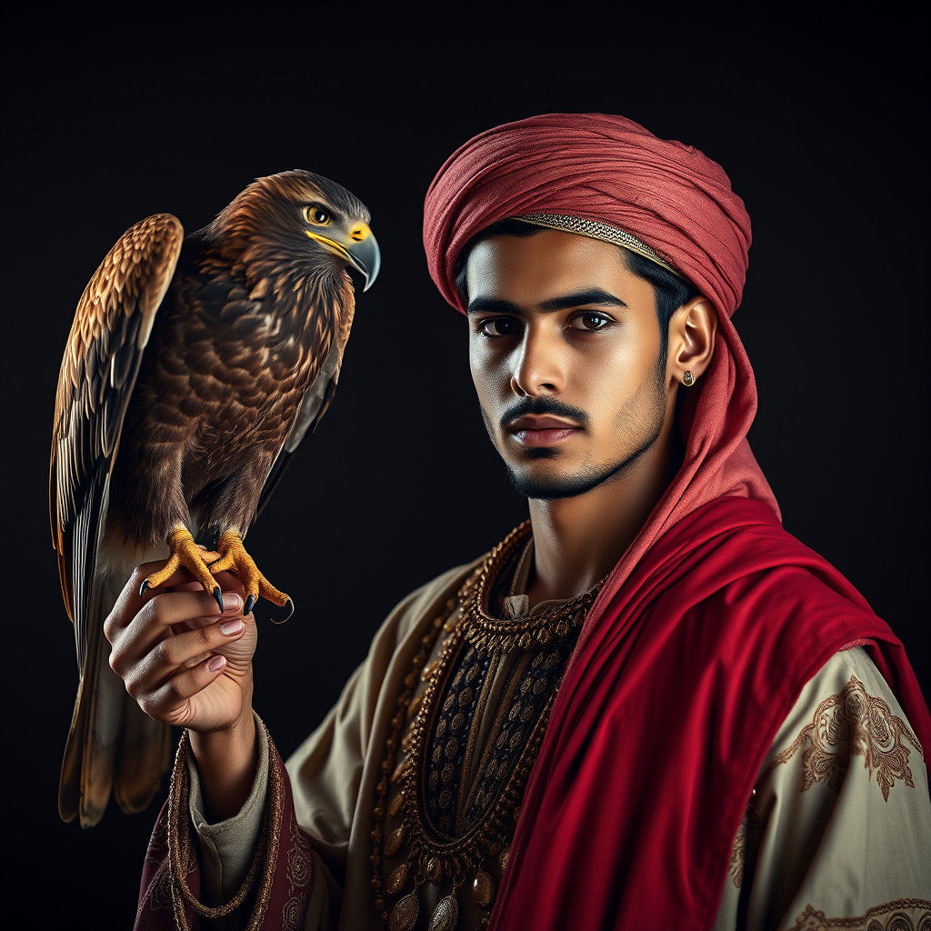 Moroccan Man with Eagle, Cinematic Photography