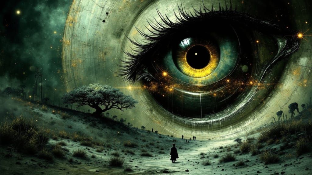 Foreboding Fantasy Landscape with Gigantic Eyeball