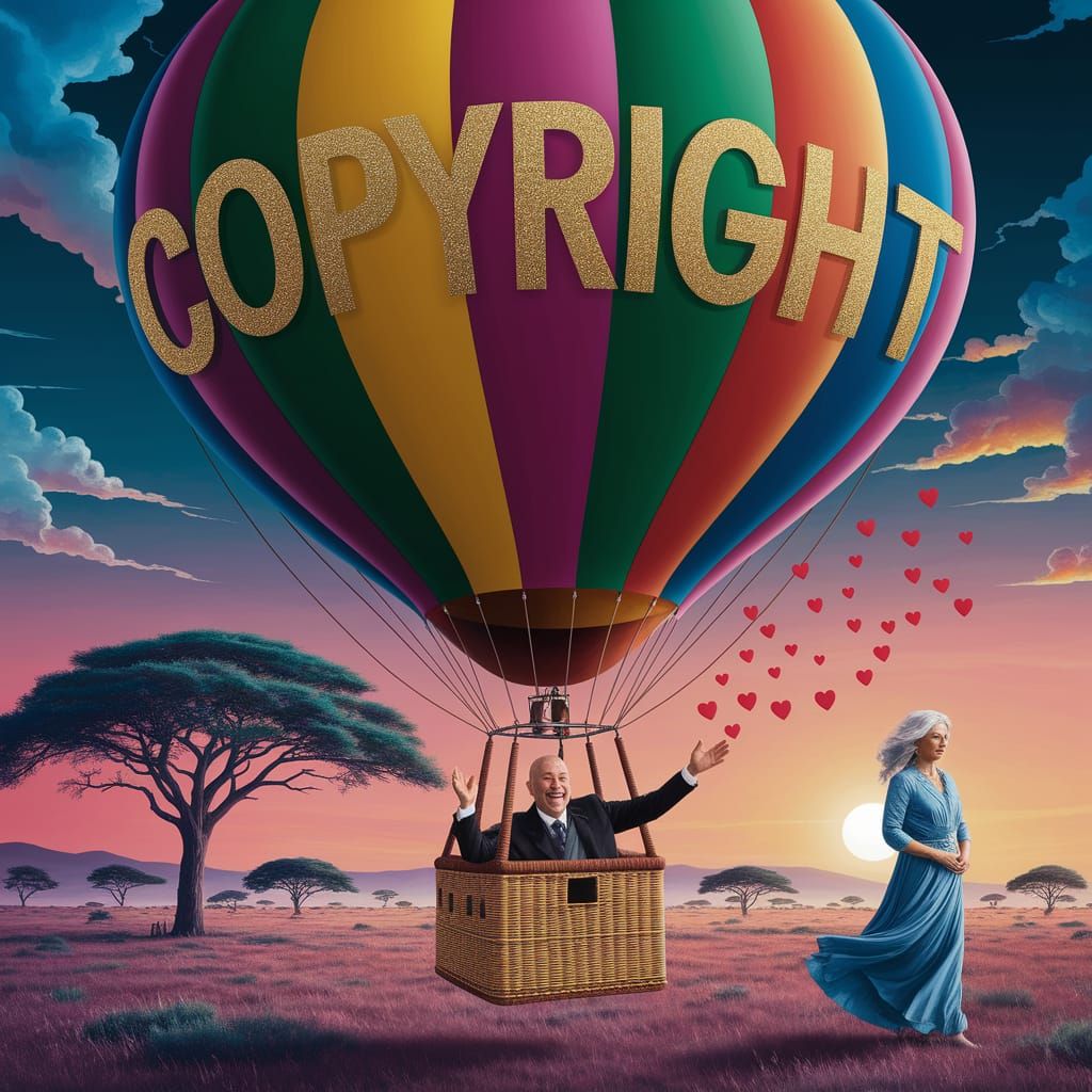 African Sunset: Hot Air Balloon in a Surreal Landscape