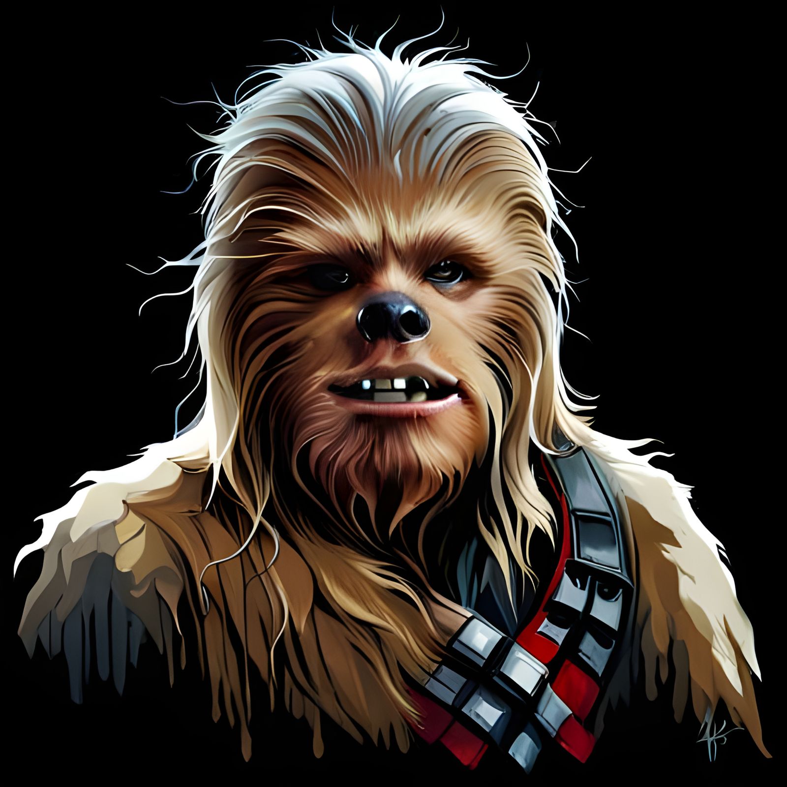 Chewbacca Illustration in Comic Book Art Style