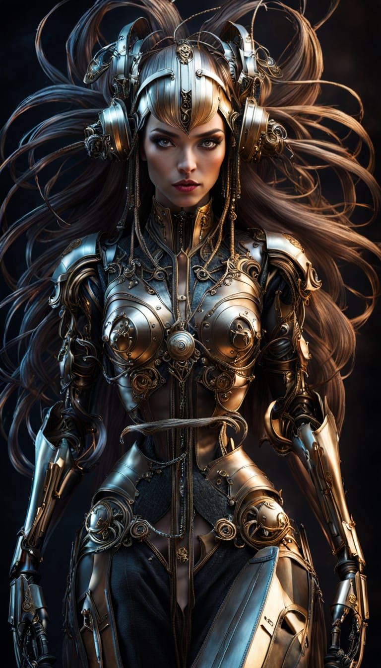 Surreal Pirate Maiden Embracing the Age of Mechanical Intrig...